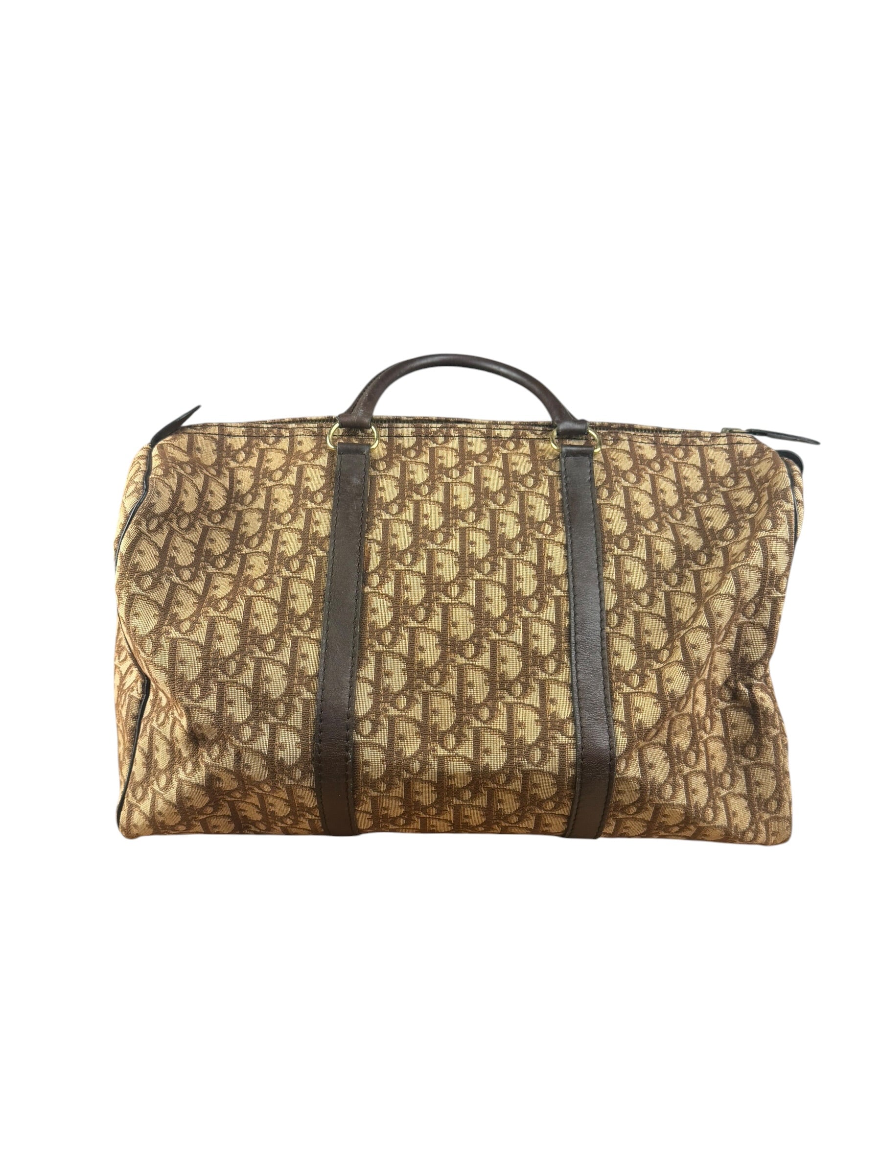 Christian Dior Brown Leather Trim Trotter Boston Bag