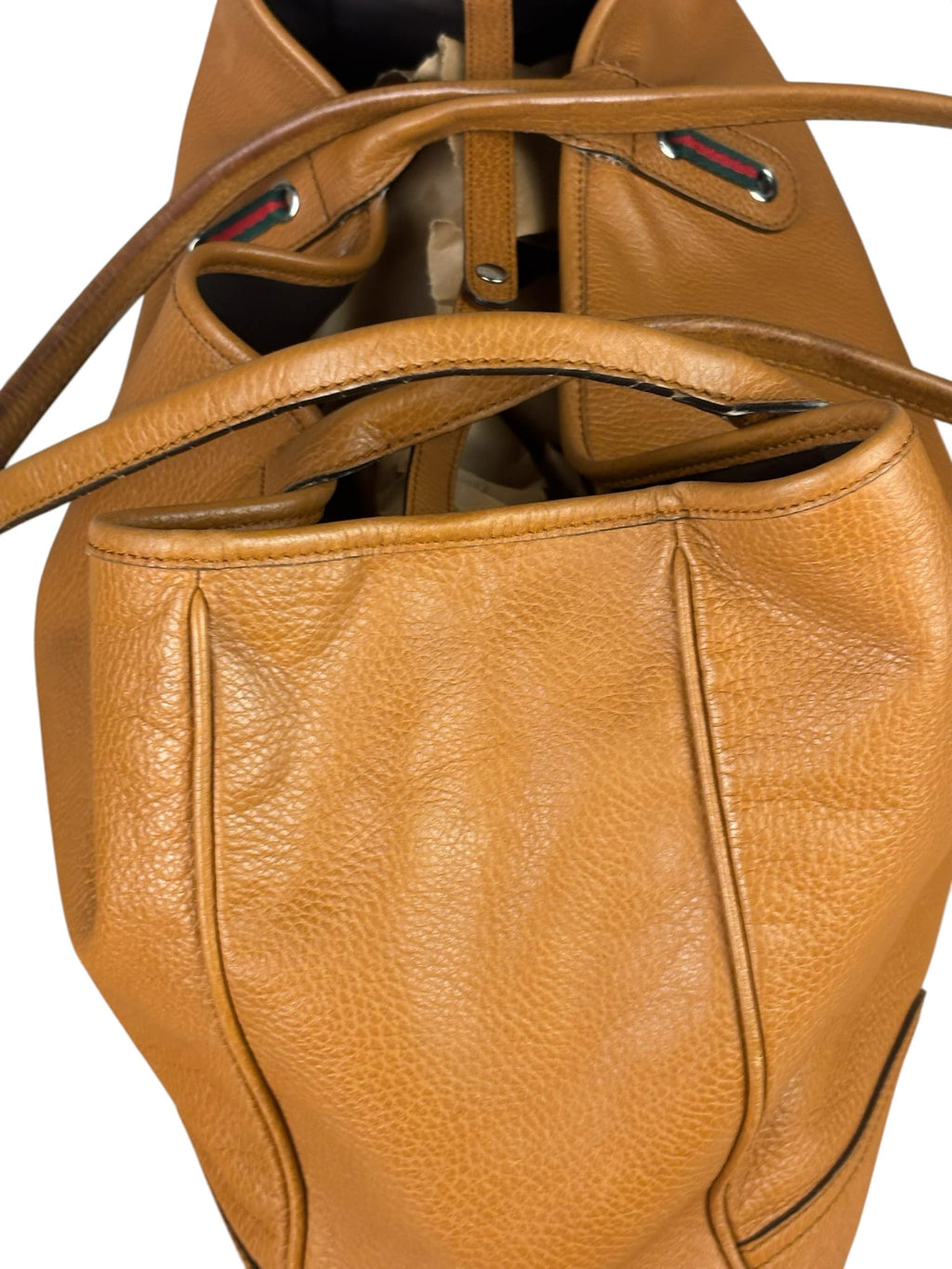 Gucci Brown Leather Sherry Line  Large Tote Bag