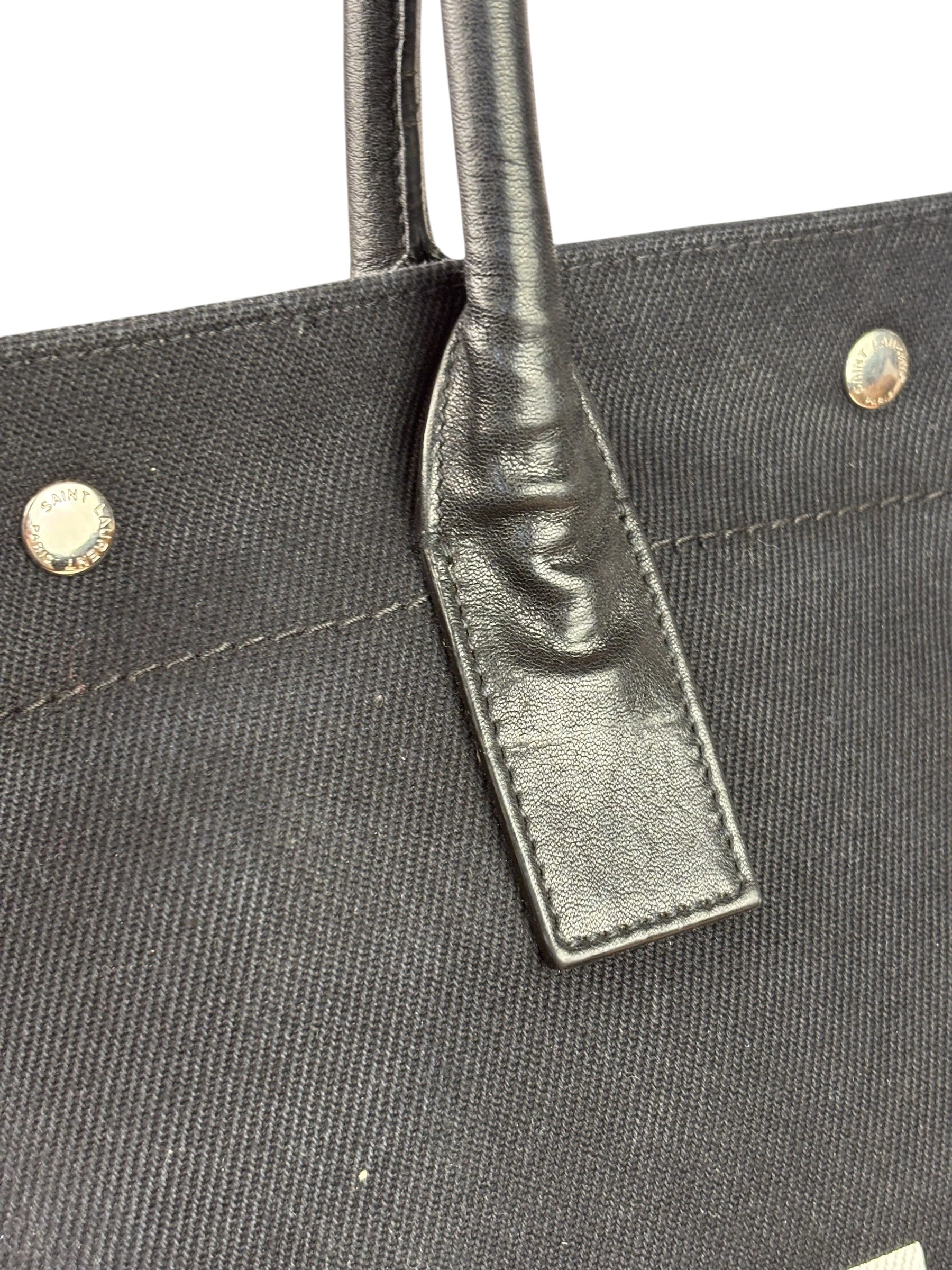 Yves Saint Laurent Black Rive Gauche Canvas Tote