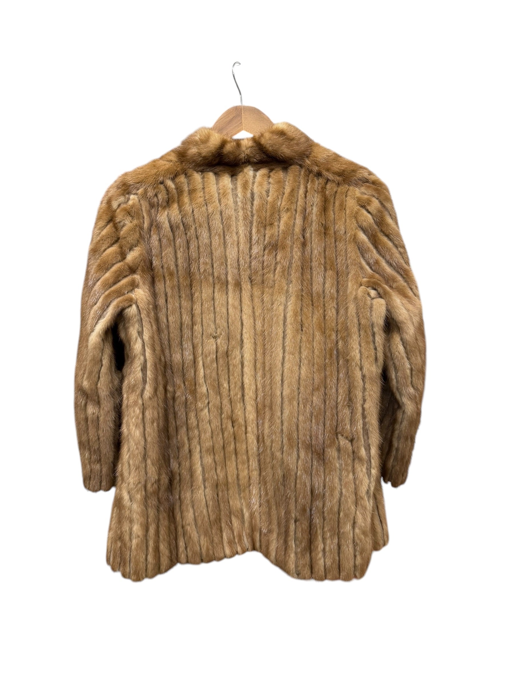Vintage San Marco x Saga Mink Brown Vertical Strips Fur Coat