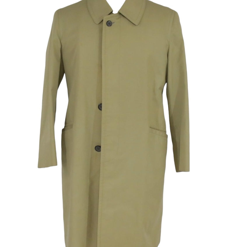 Burberry Vintage Khaki Plaid Lined Mid-Length Coat