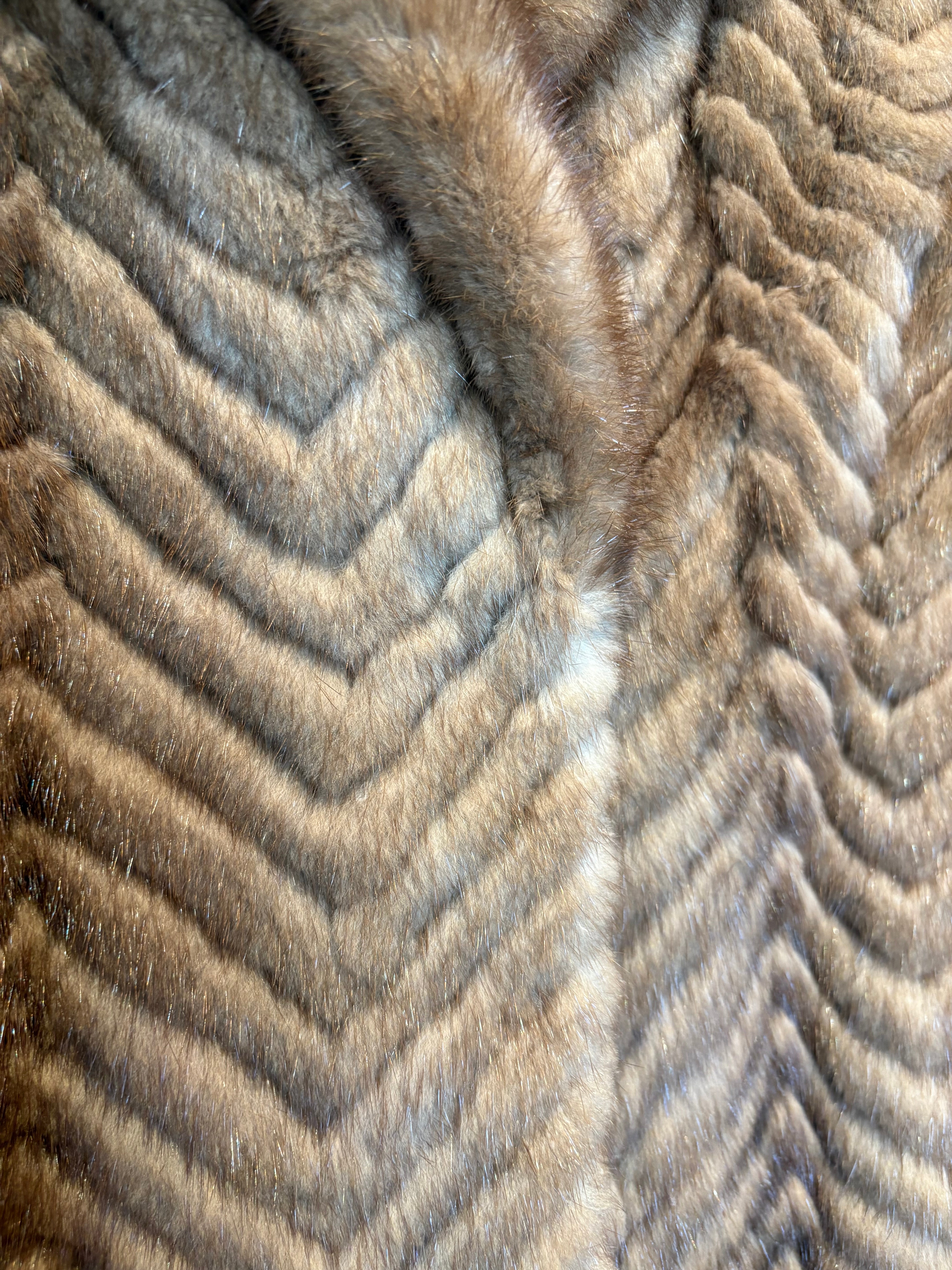 Rotiny Vintage Brown Chevron Mink Fur Coat