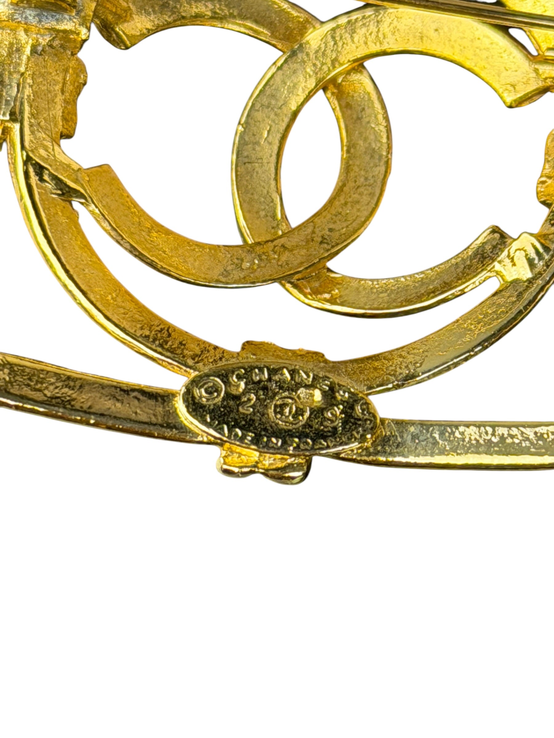 Chanel Vintage Gold-Plated Square CC Logo Brooch