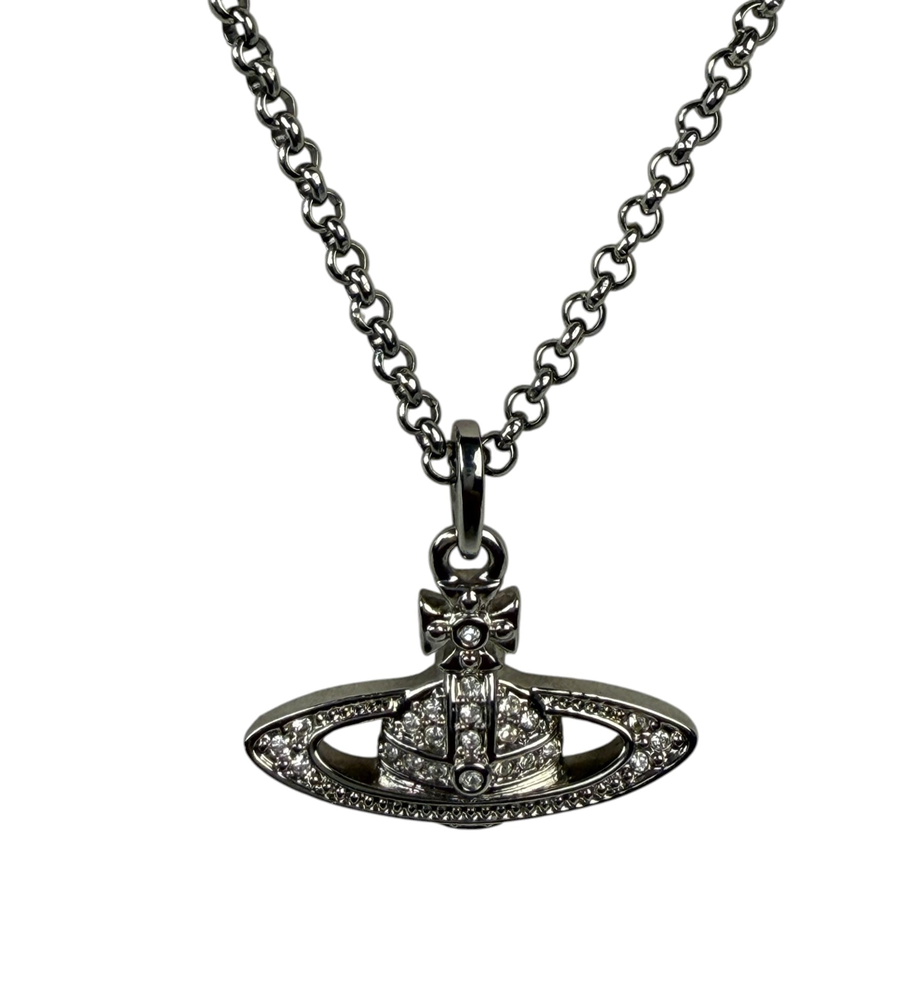Vivienne Westwood Silver Toned Bas Relief Pendant Necklace