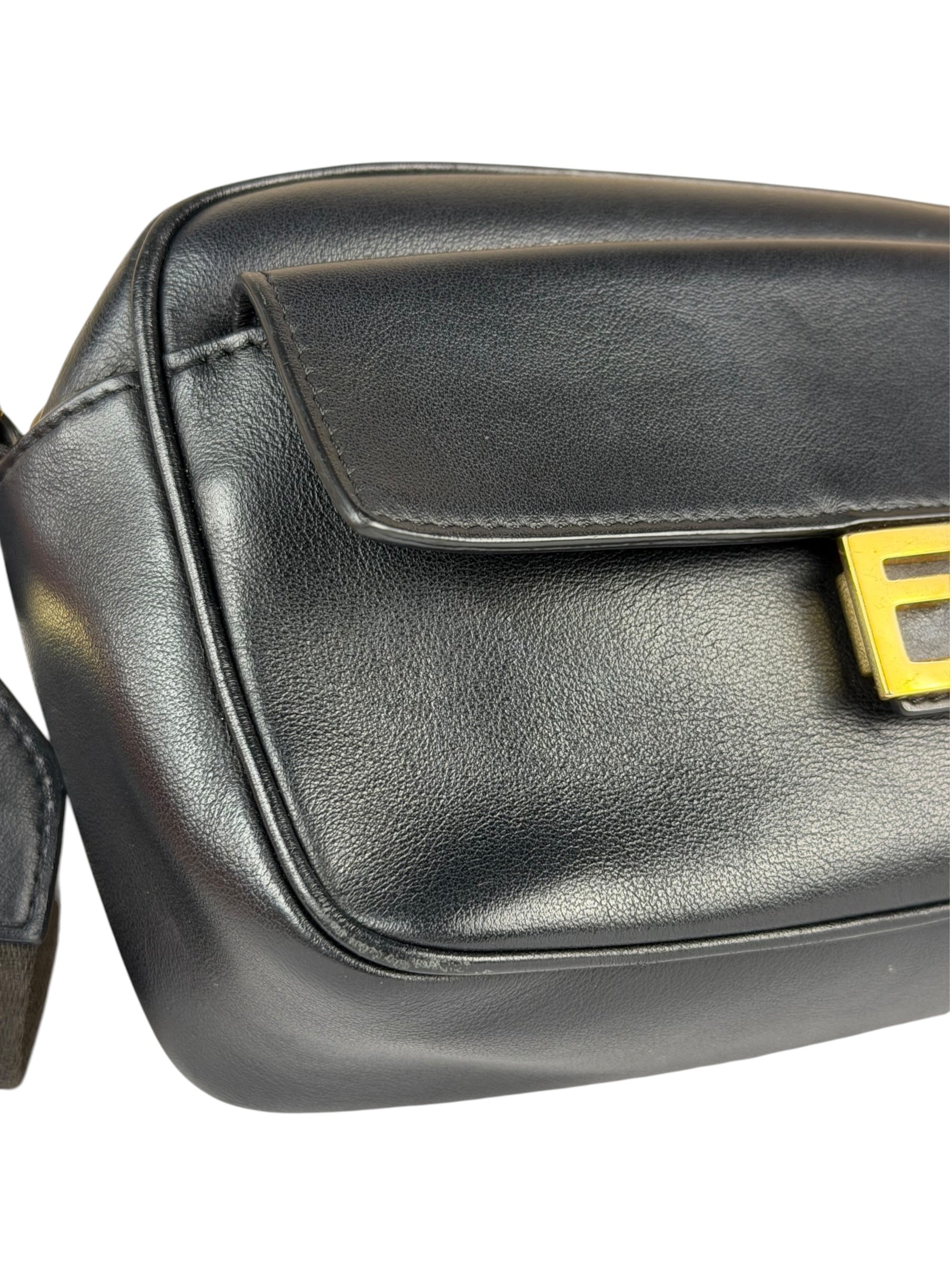 Fendi Black Leather Camera Crossbody