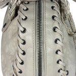 Christian Dior Cream Leather Braided Ethnic Shoulder Bag