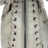 Christian Dior Cream Leather Braided Ethnic Shoulder Bag