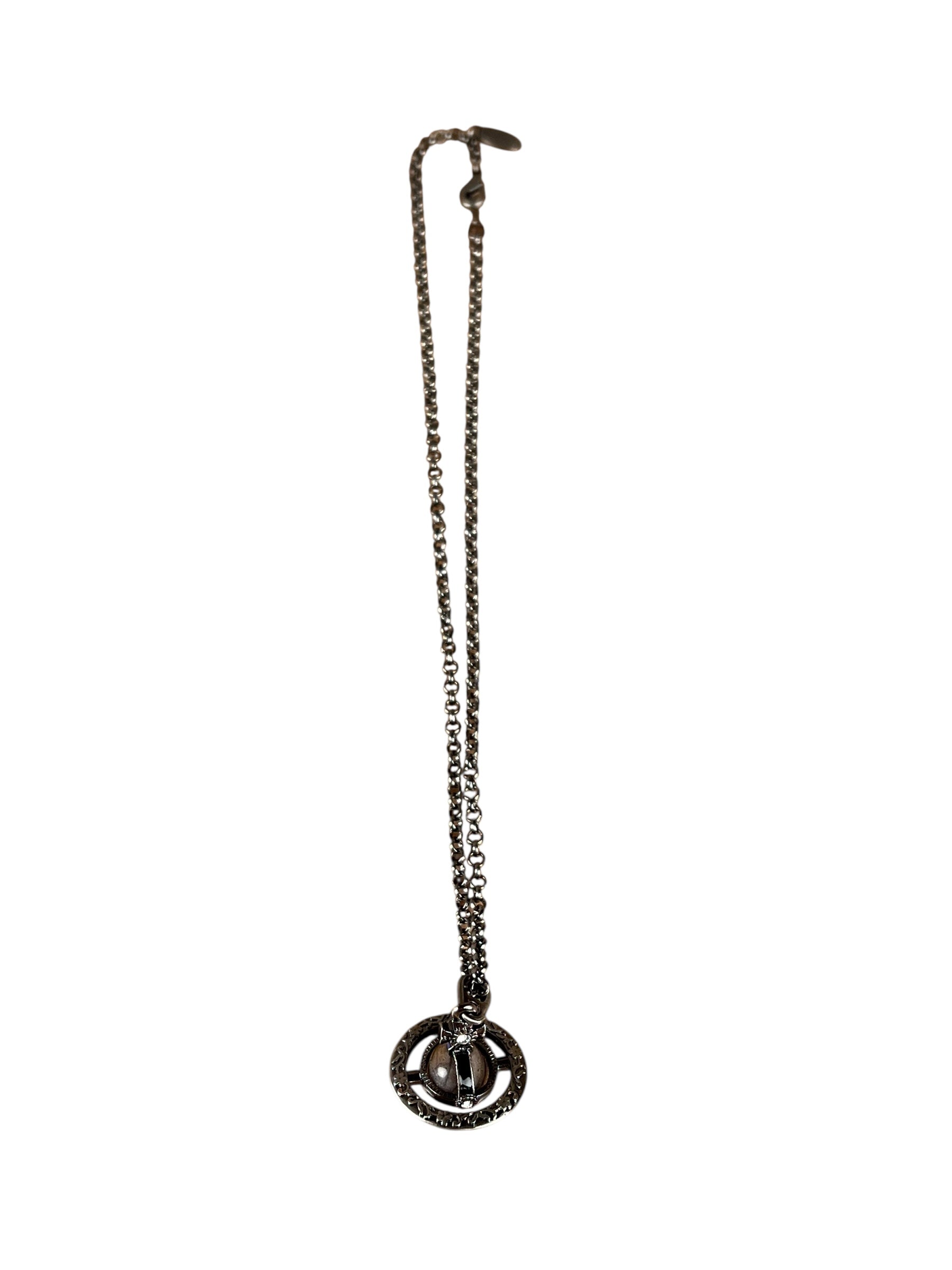 Vivienne Westwood Gunmetal 3D Marble Orb Necklace