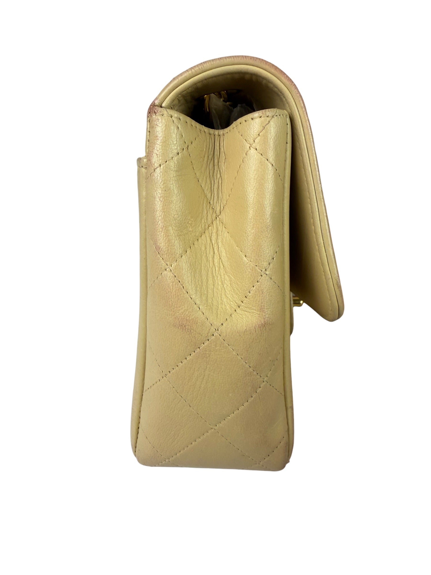 Chanel Vintage Beige Clair Quilted Leather Classic Flap Bag 2004