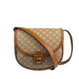 Celine Vintage Beige Leather Trim Macadam Mini Crossbody