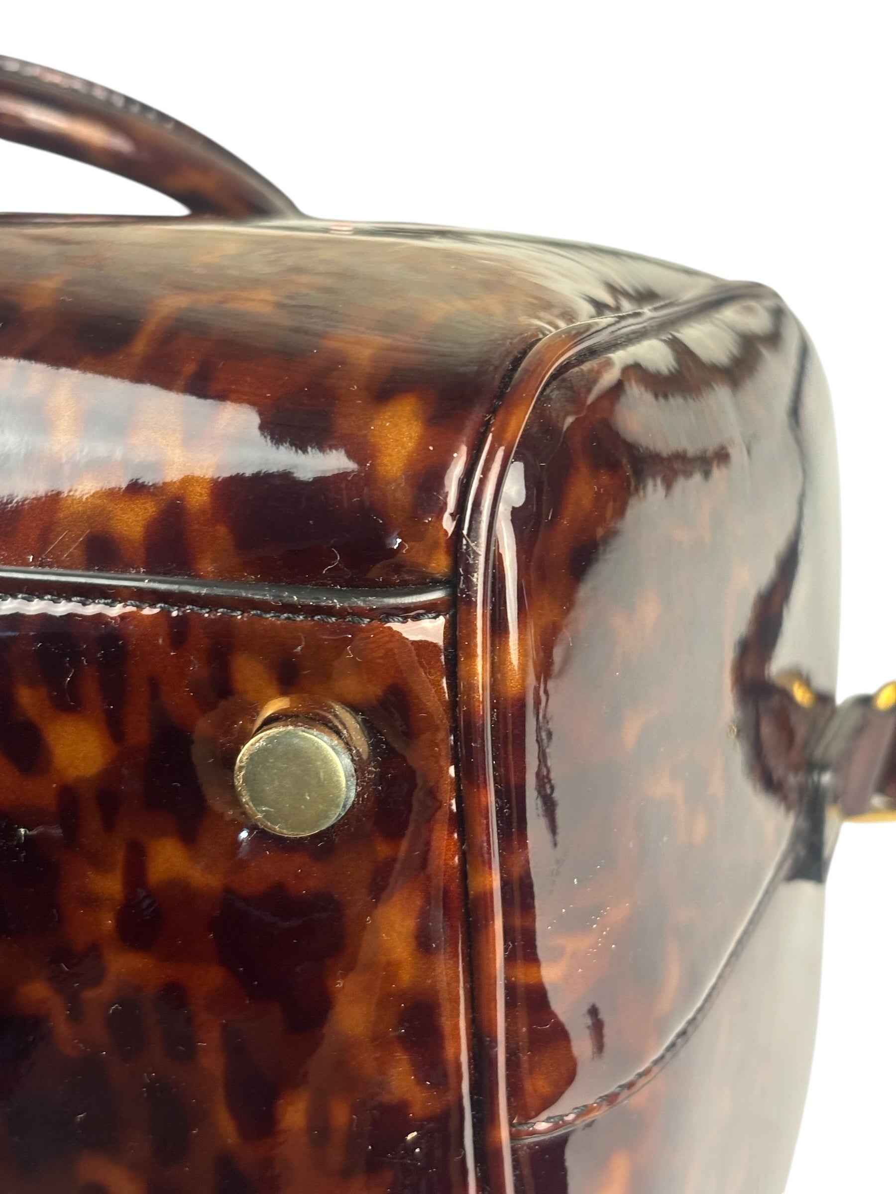 YSL Patent Leather Tortoise Shell Duffle