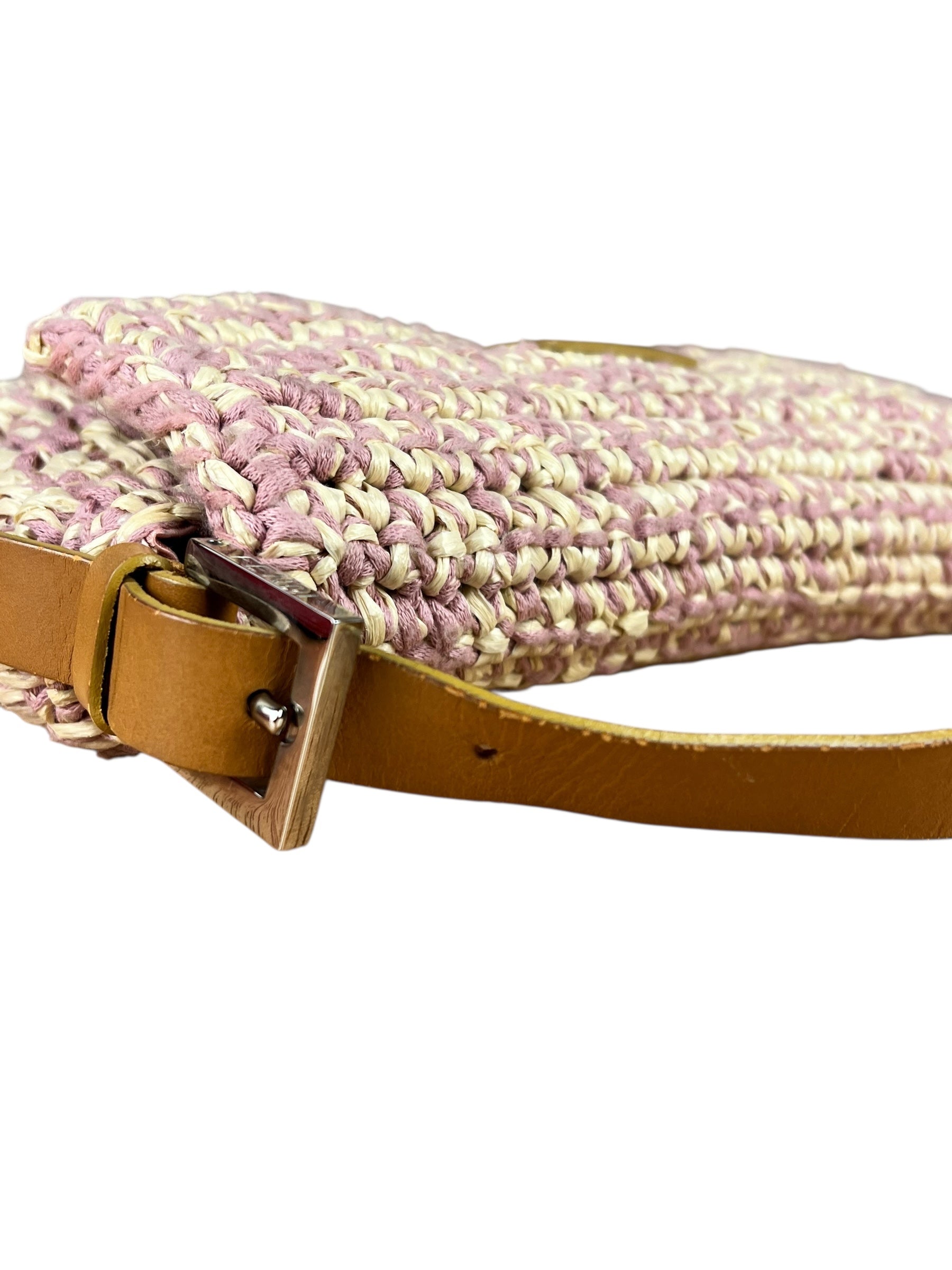 Fendi Raffia Crochet Baguette