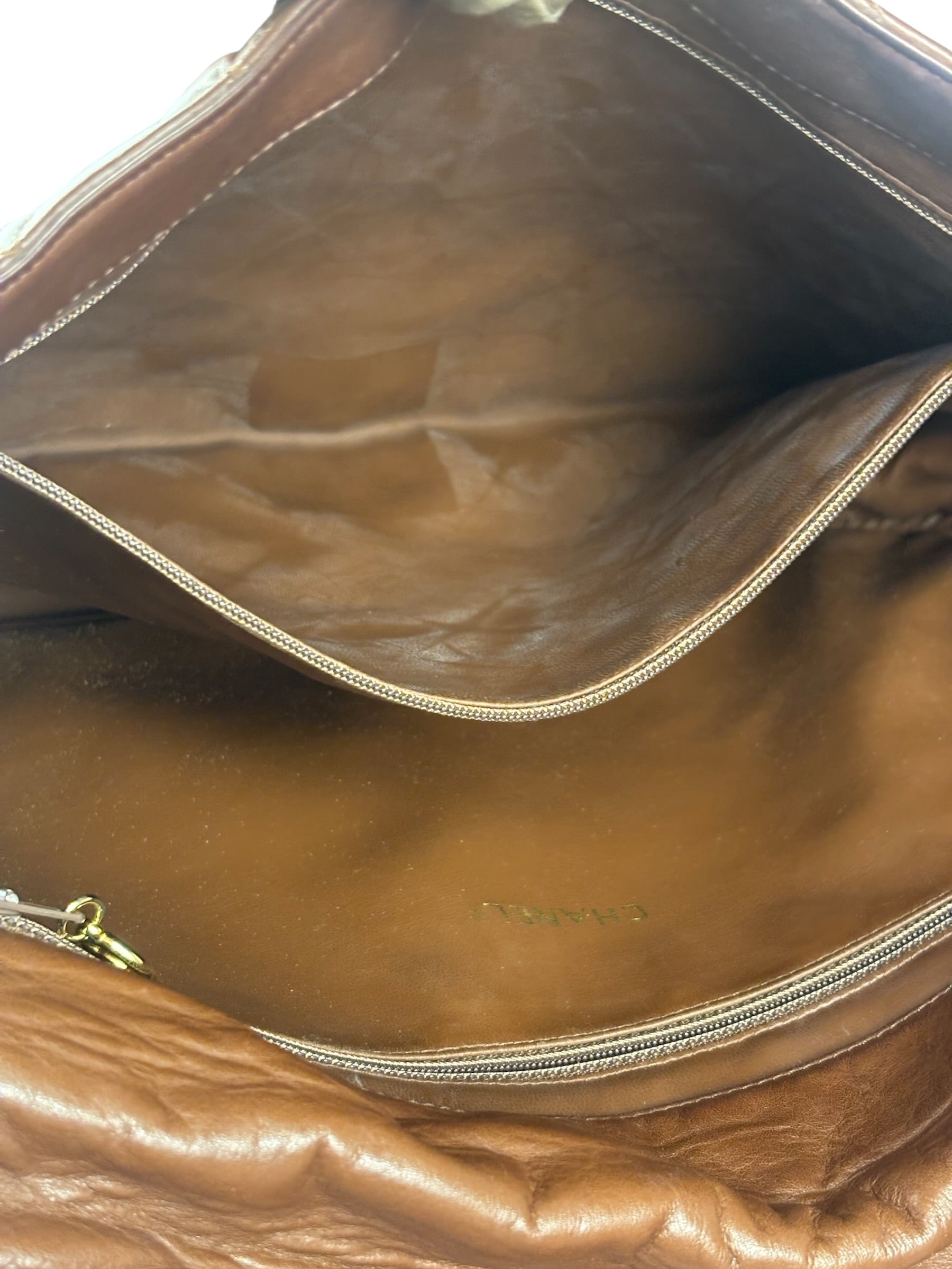 Chanel Brown Quilted Leather Flap Chain Messenger Bag