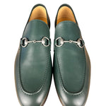 Gucci Green Leather Jordaan Horsebit Loafers