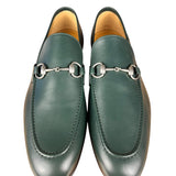 Gucci Green Leather Jordaan Horsebit Loafers