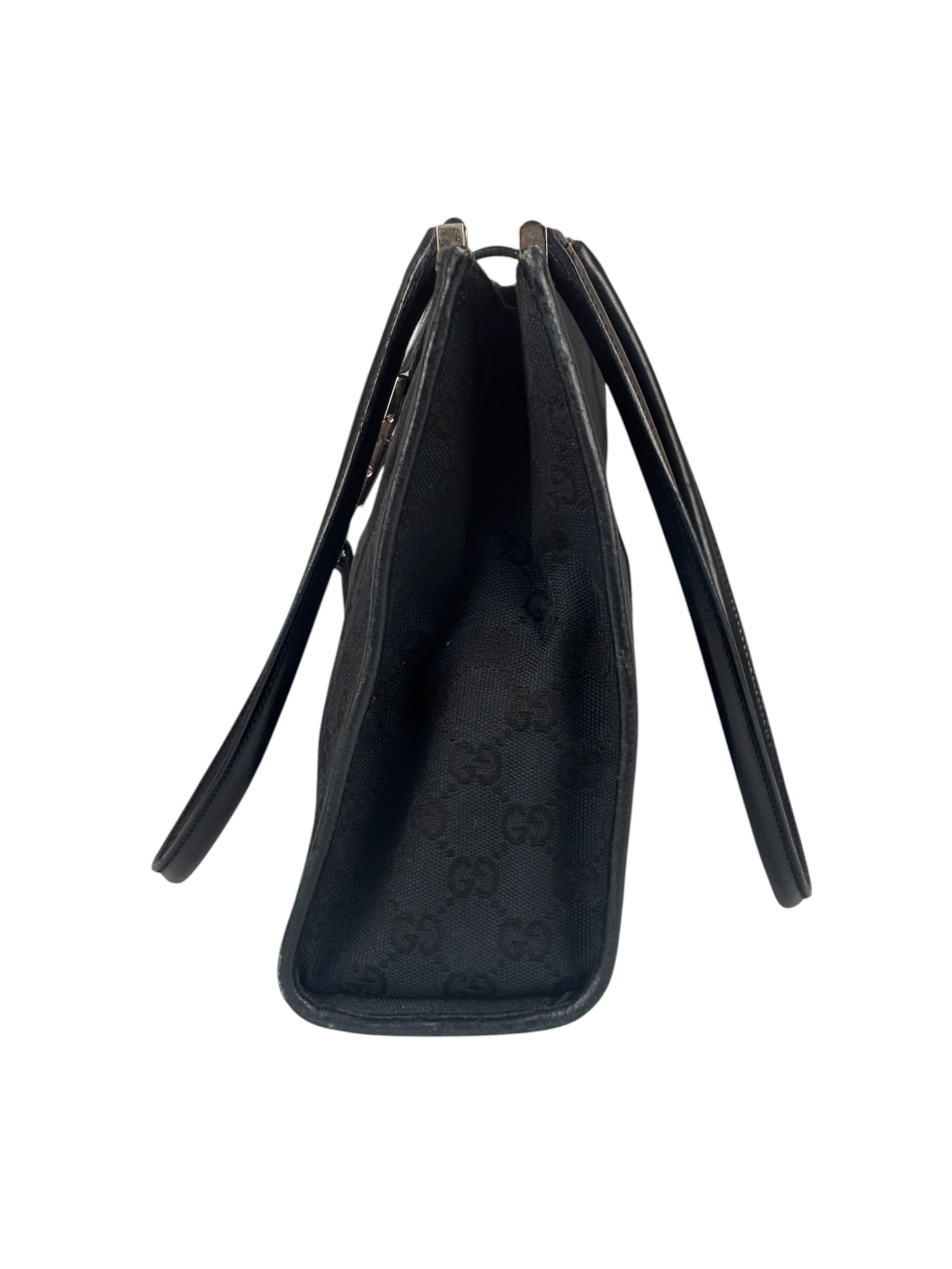 Gucci GG Black Canvas Vintage Jackie Tote Handbag