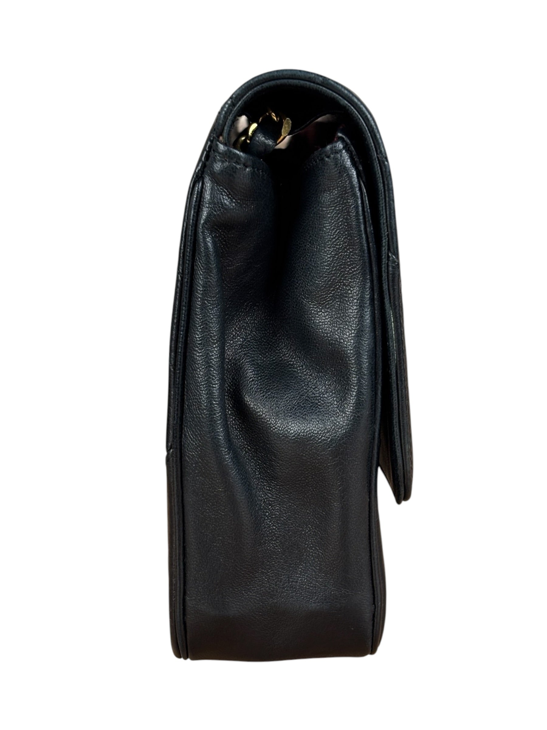 Chanel Vintage Black Chevron Flap Shoulder Bag- Late 1990's