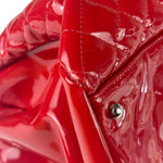 Chanel Red Patent Quilted Leather Large Just Mademoiselle Bowling Bag