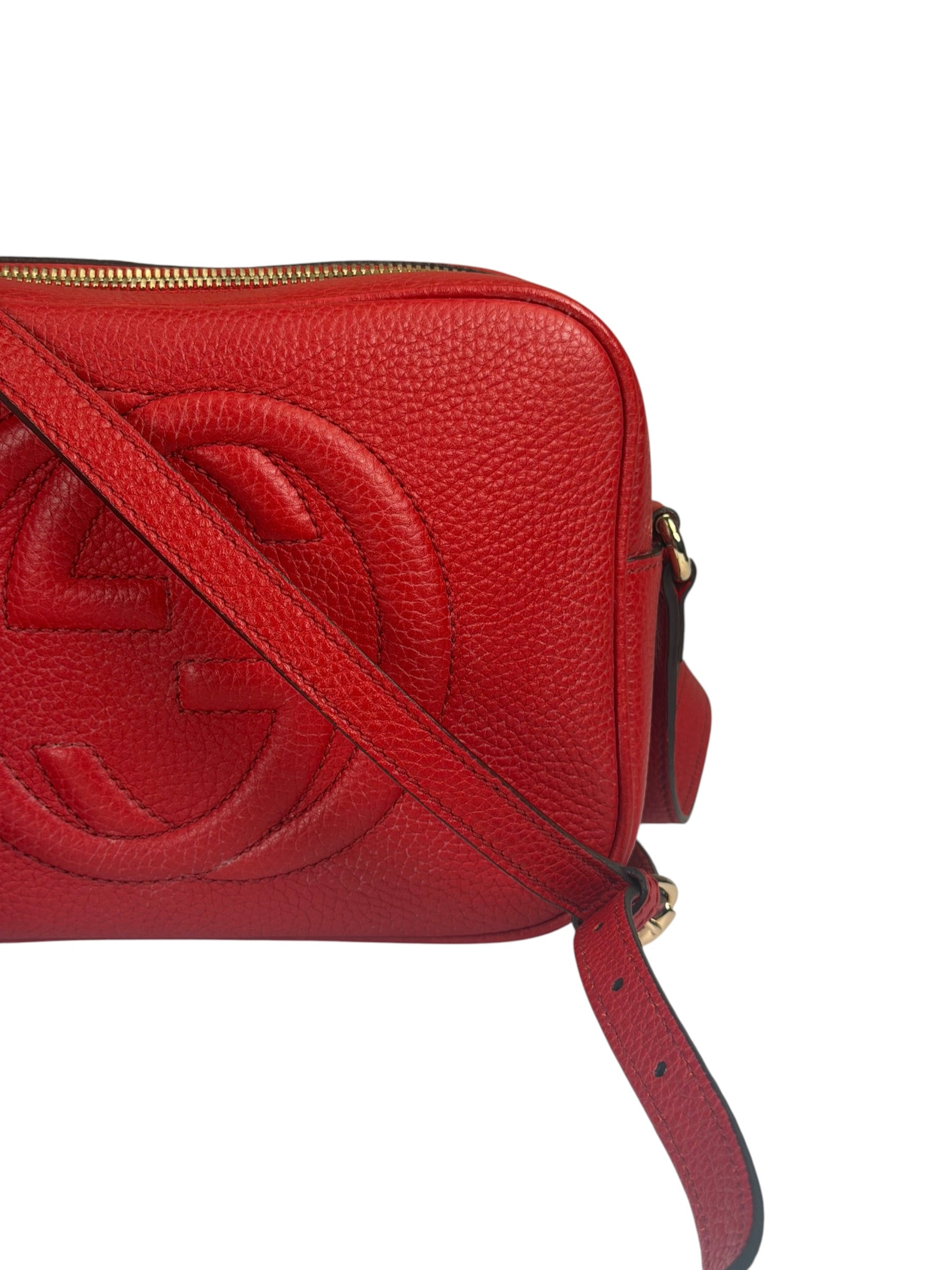 Gucci Red Calfskin Leather Soho Disco Crossbody Bag