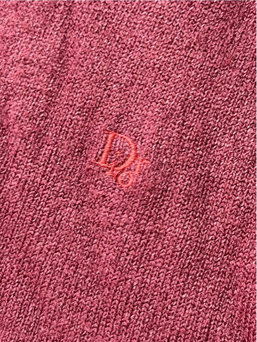 90s Christian Dior Burgundy Knit V-Neck Sweater