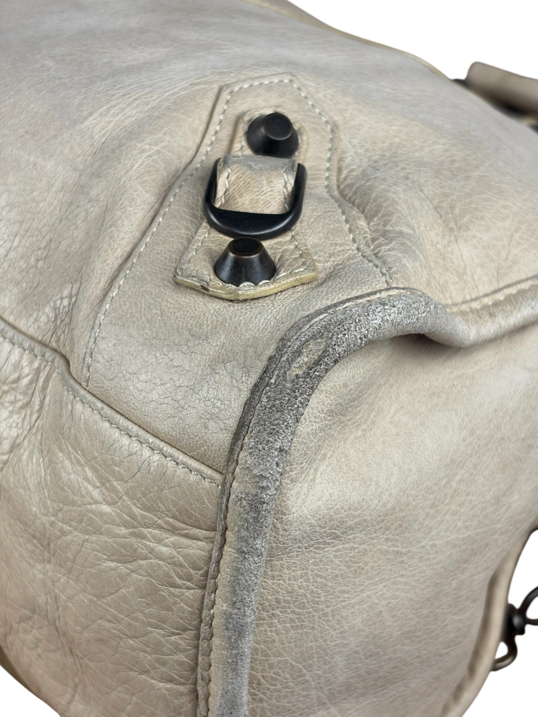 Balenciaga Vintage Almond Beige Leather Small City Two-Way Bag