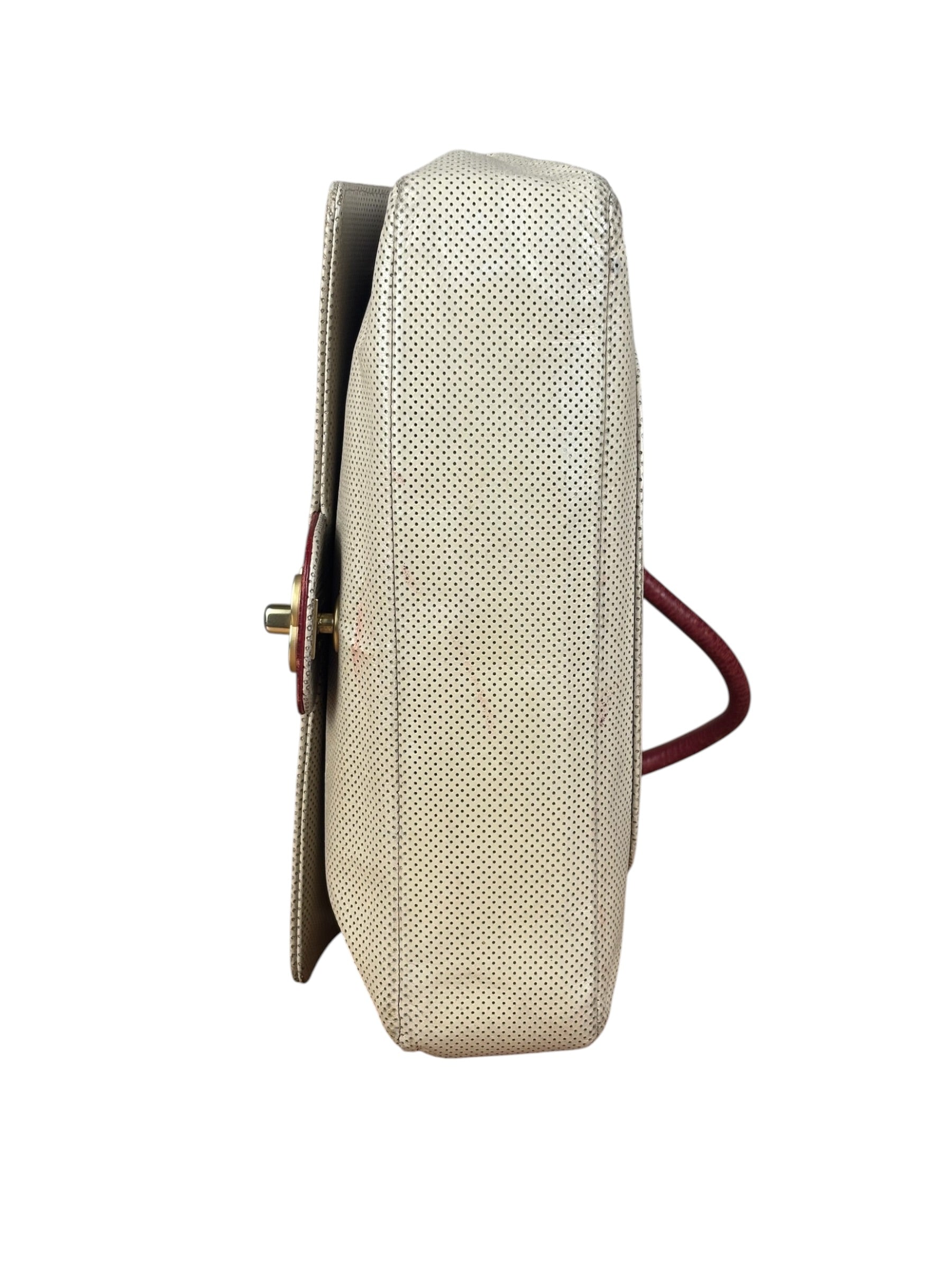 Chanel Beige Perforated Leather CC Flap Bag 2001