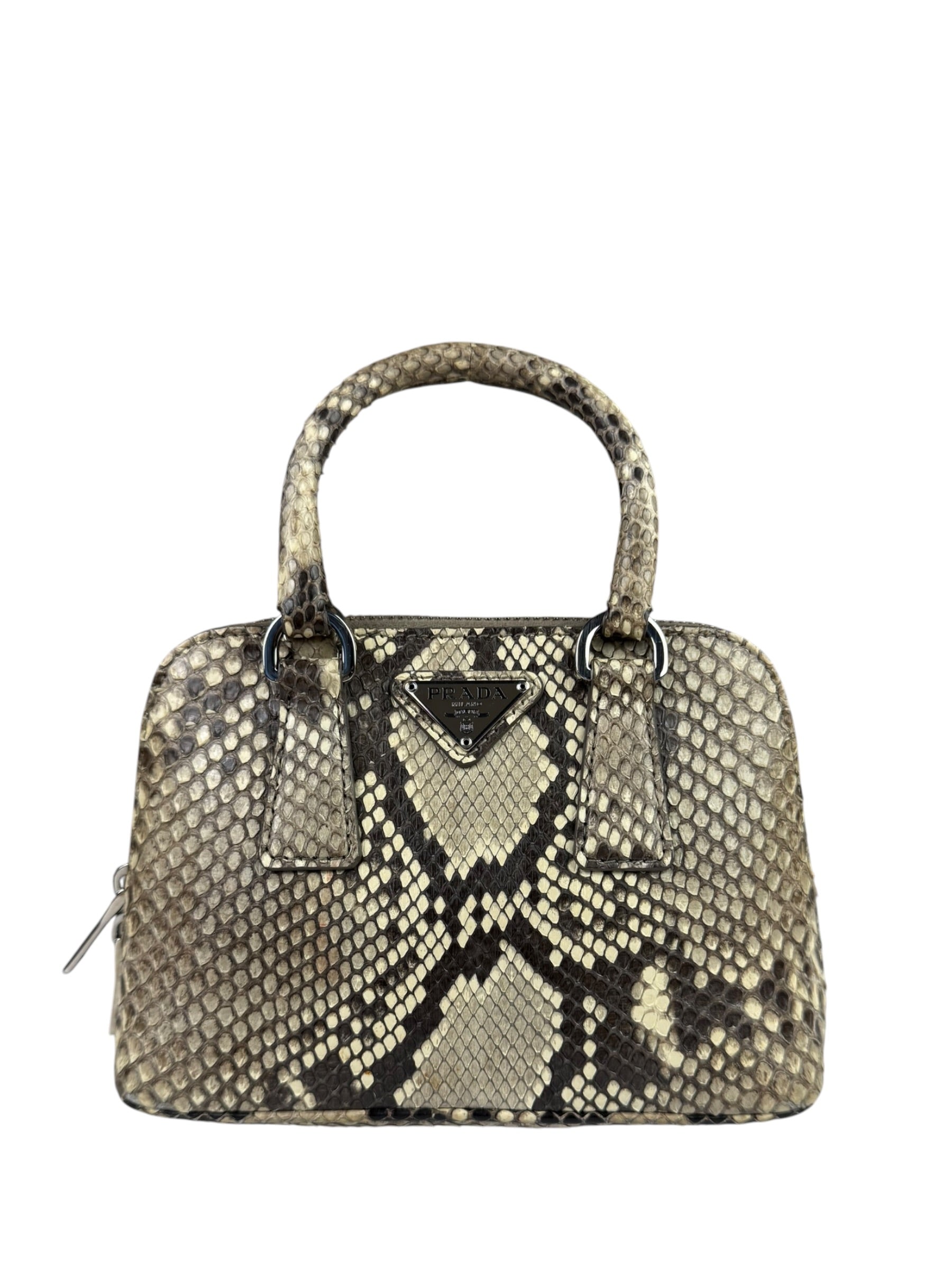 Prada Beige Python Mini Dome Two-Way Bag