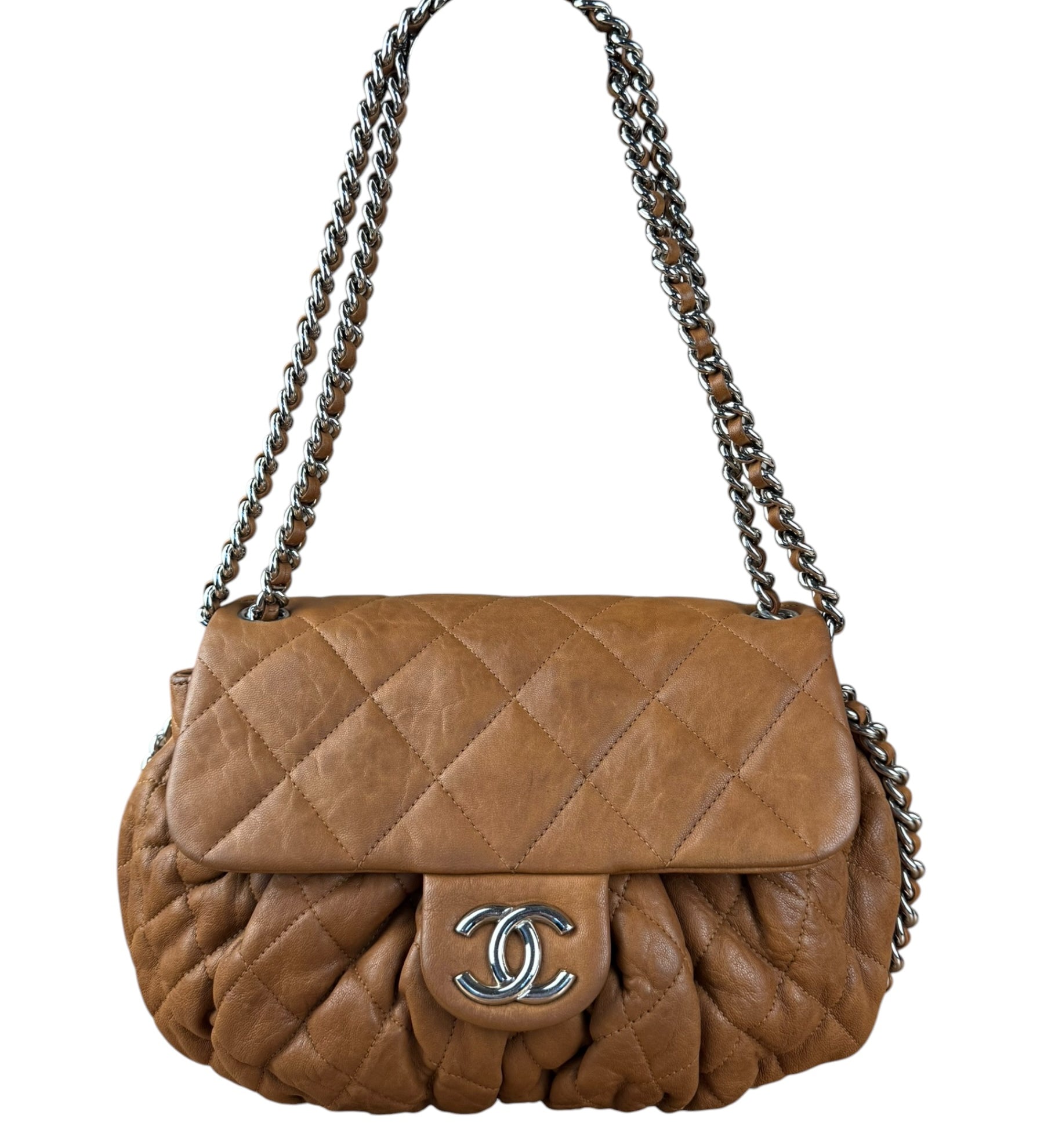 Chanel Brown Quilted Leather Chain Around Flap Bag 2010