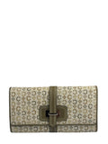 Celine Green/Beige Leather Trim Macadam Flap Wallet