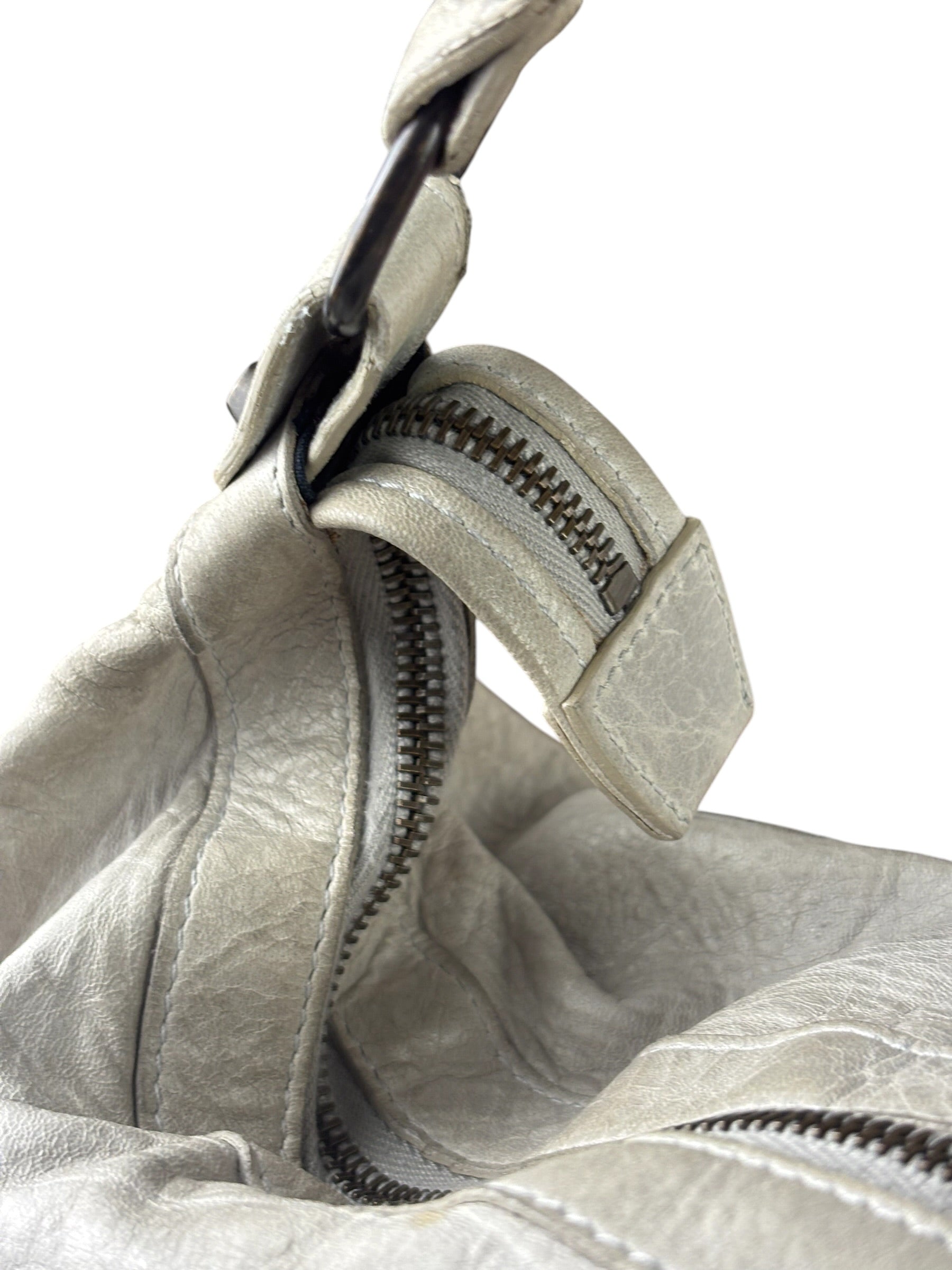 Balenciaga Grey Lambskin Day Moto Hobo Bag