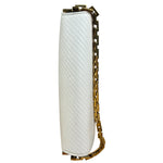 YSL White Chevron Quilted Babylone Chain Flap Shoulder Bag