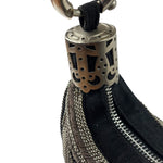 Chole Black Nylon Chain-Link Crescent Mini Hobo Bag