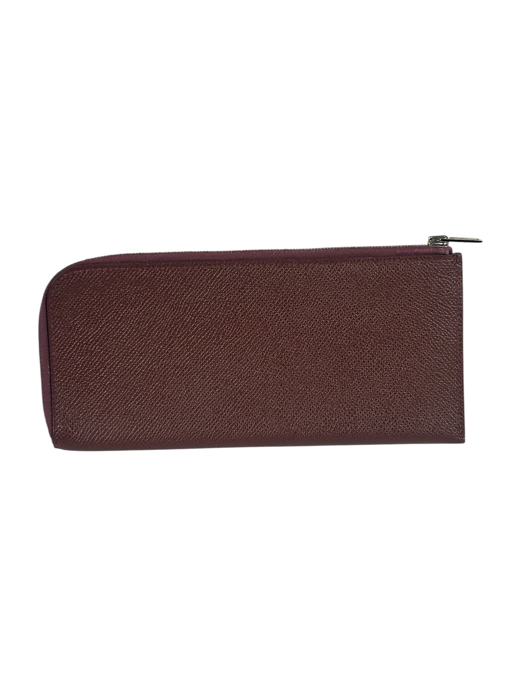 Hermes Navy/Burgundy Silk'In Classique Long Wallet