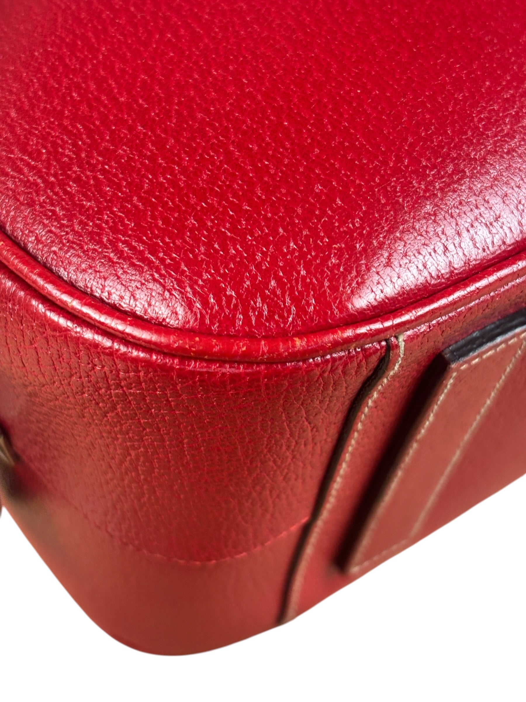 Prada Red Leather Bowling Shoulder Bag