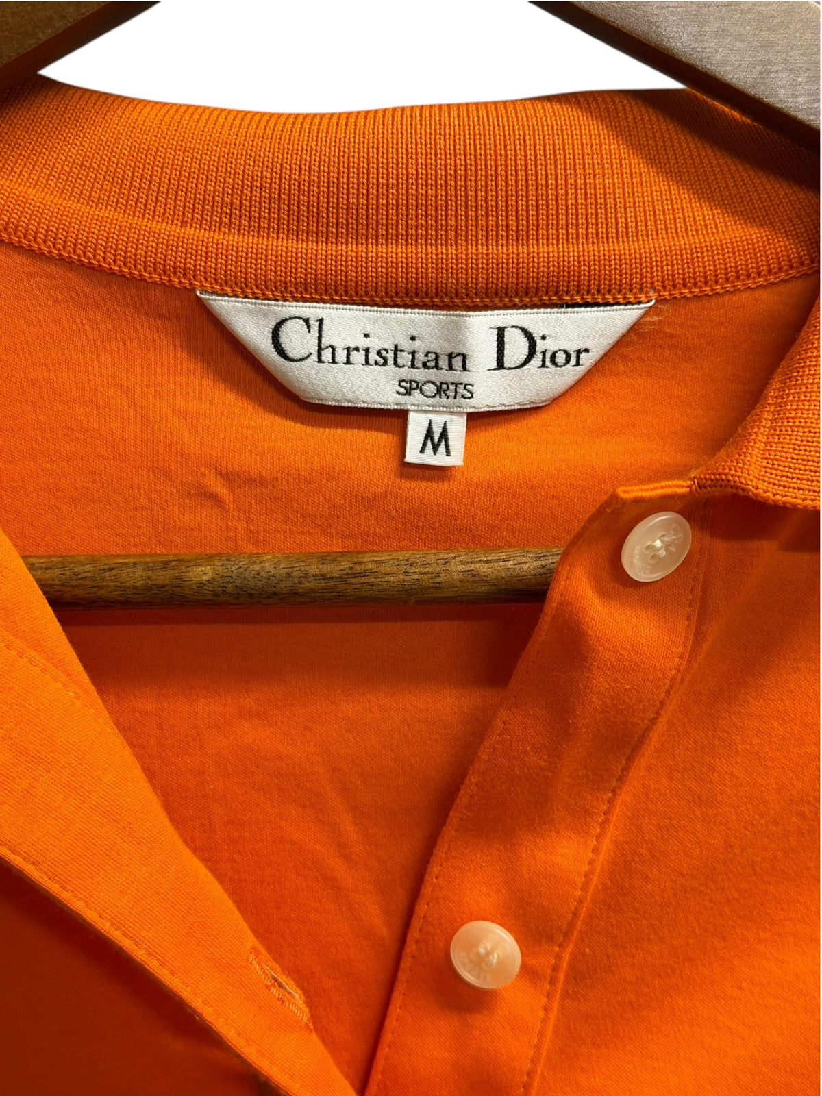 90s Christian Dior Sports Orange/Black Lace Collar Polo Shirt