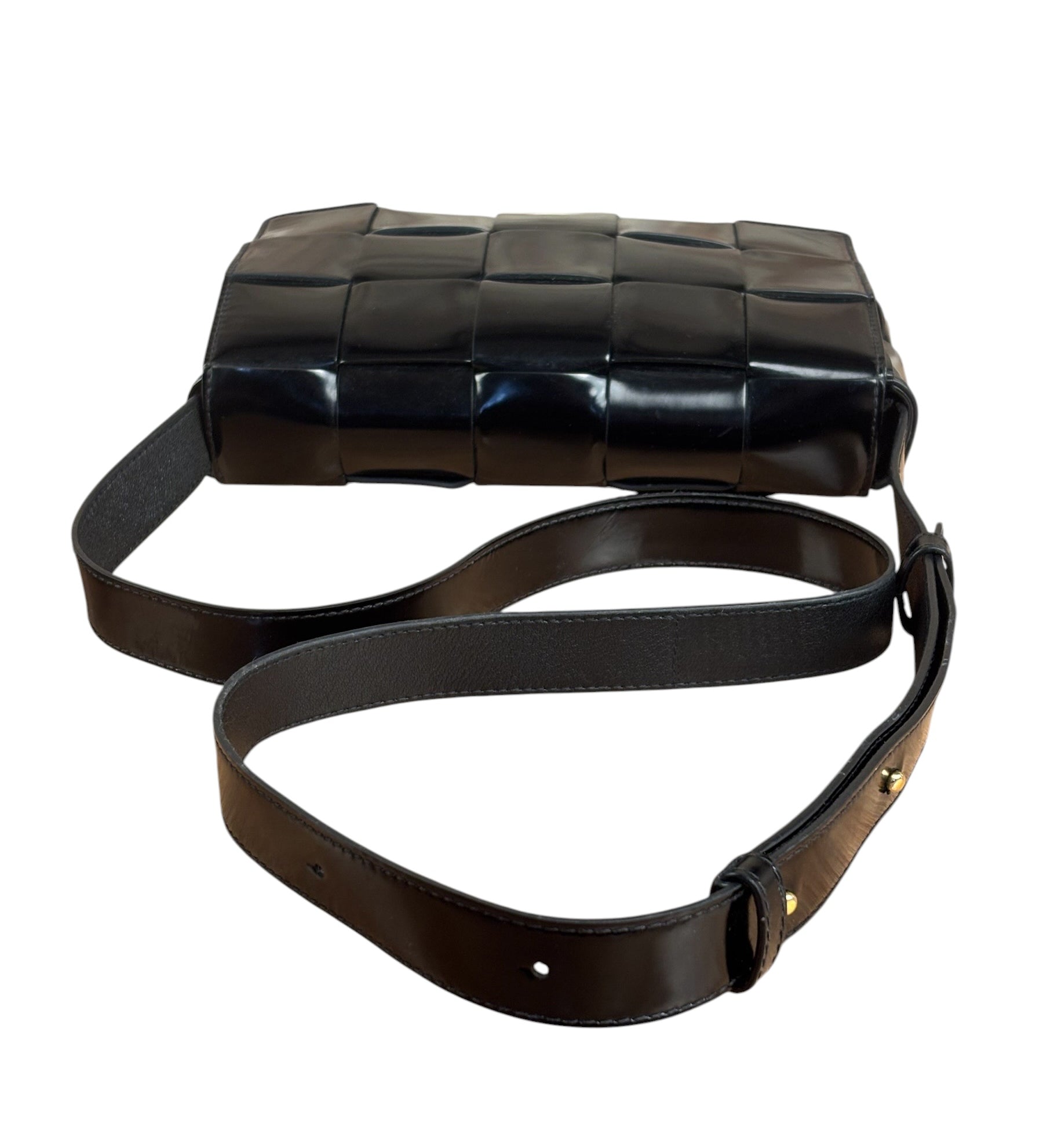 Bottega Veneta Black Leather Maxi Intrecciato Cassette Flap Bag