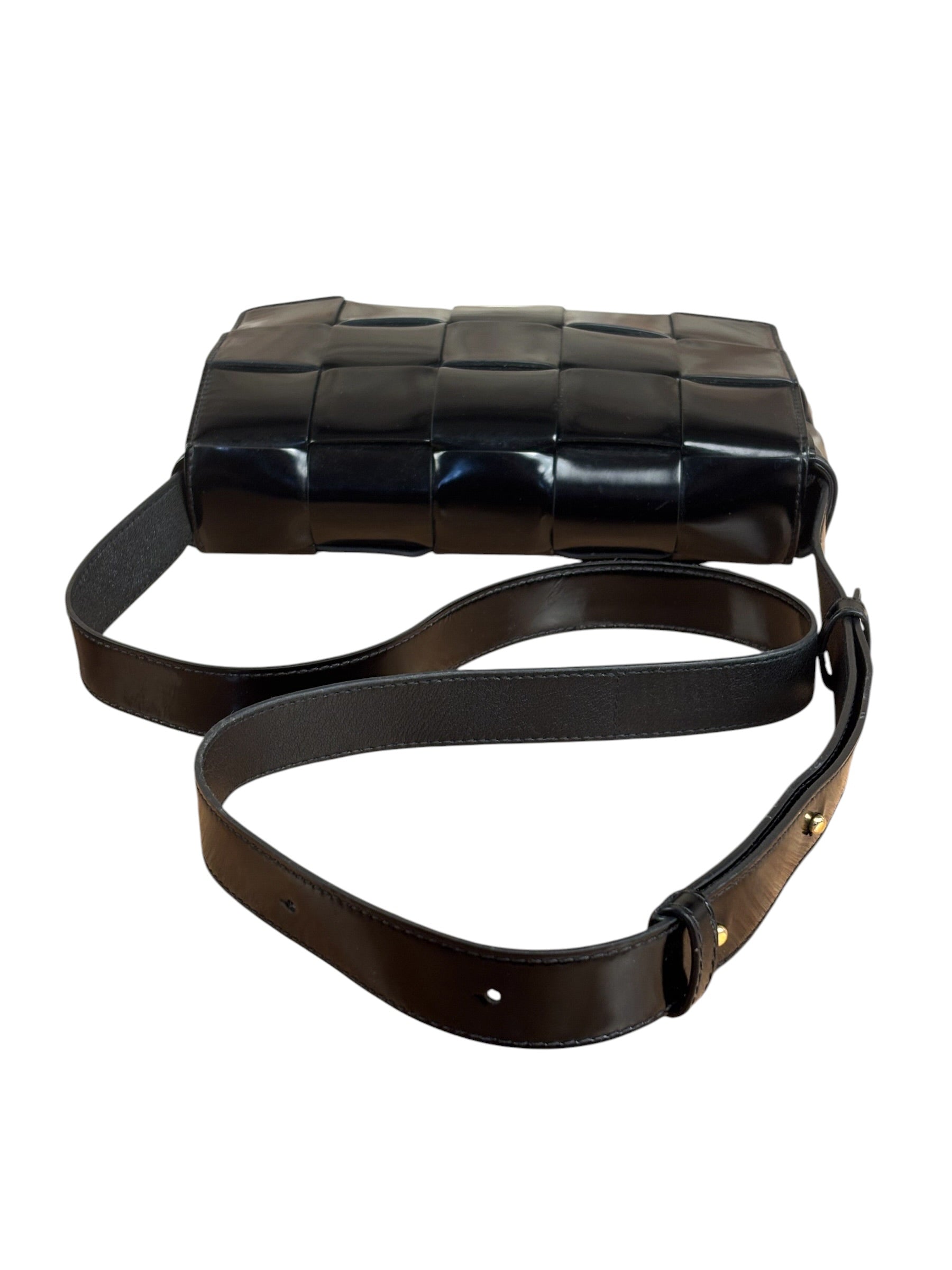 Bottega Veneta Black Leather Maxi Intrecciato Cassette Flap Bag
