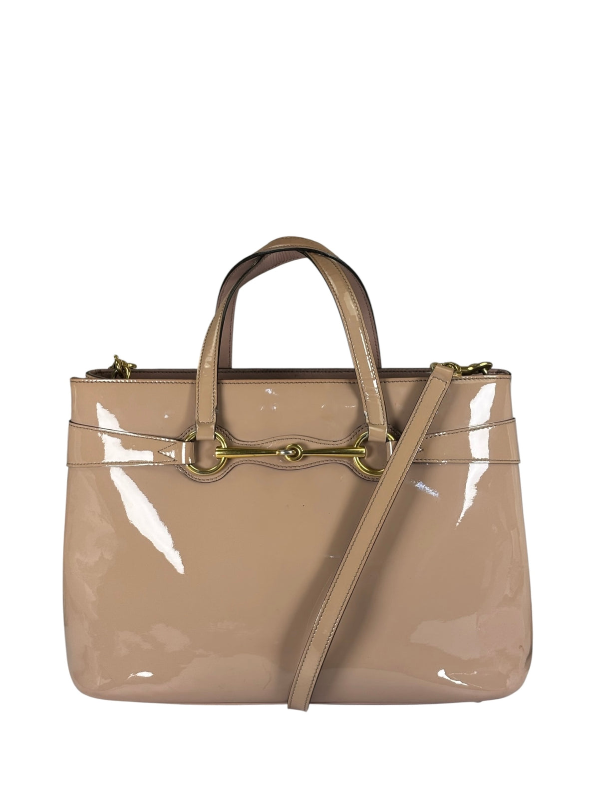 Gucci Dusty Rose Patent Leather Horsebit Two-Way Tote