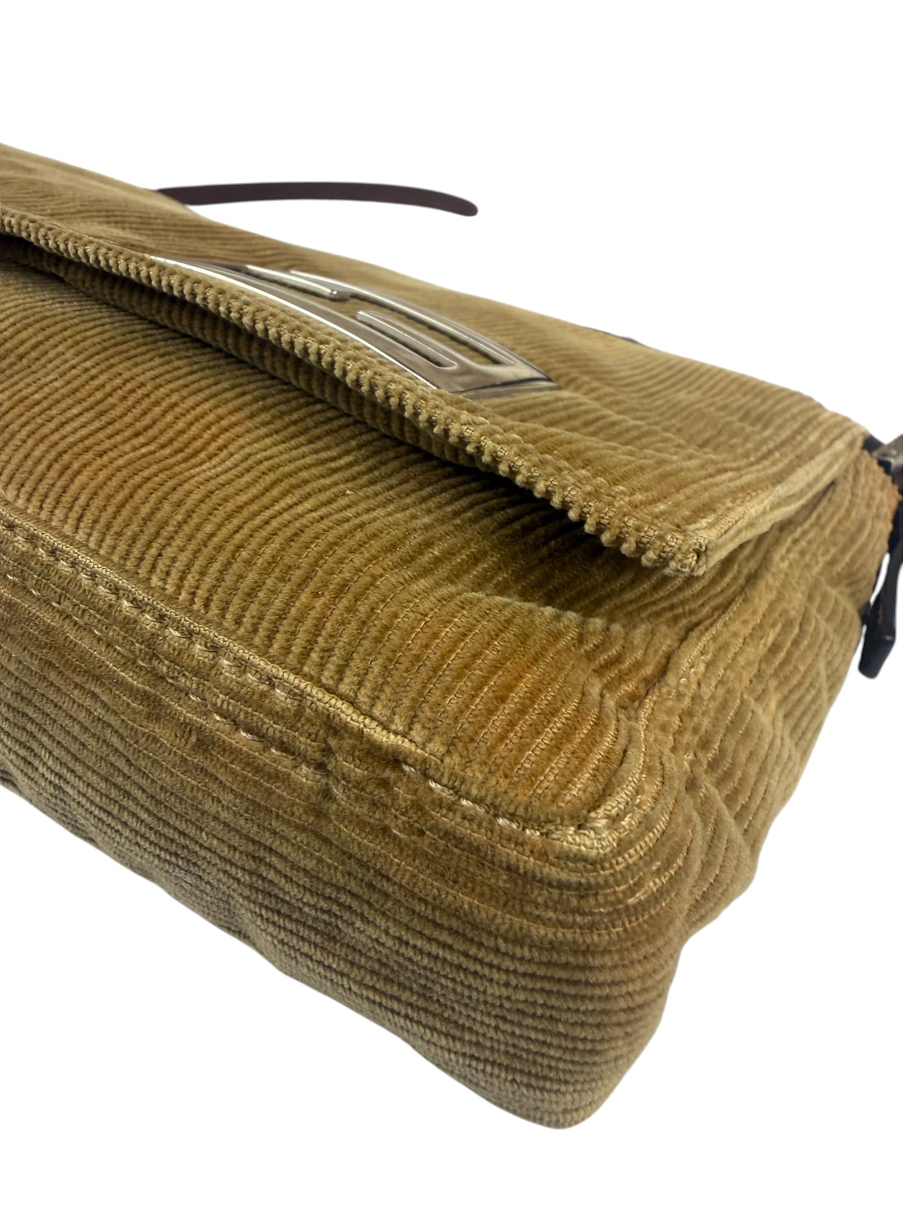 Fendi Brown Corduroy Baguette Shoulder Bag