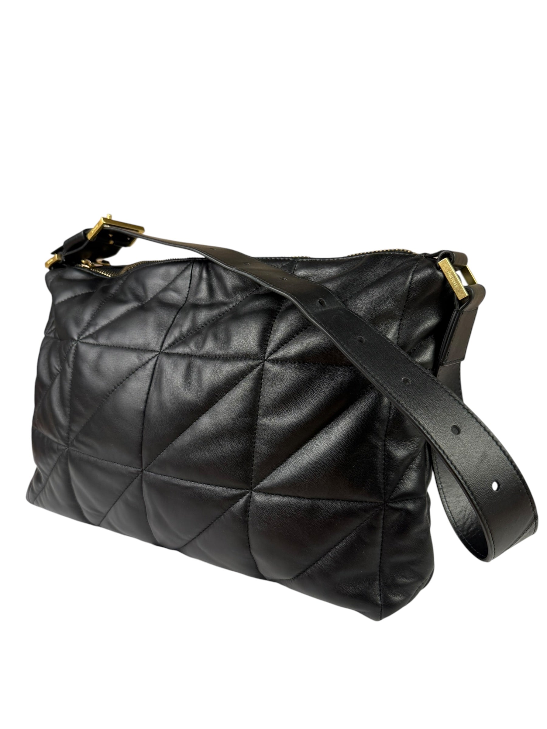 AllSaints Black Quilted Leather Edbury Shoulder Bag