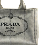 Prada Grey Denim Canapa Logo Tote