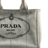 Prada Grey Denim Canapa Logo Tote