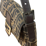 Fendi Brown Leather Trim Baguette