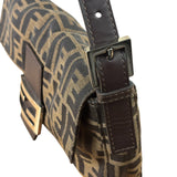 Fendi Brown Leather Trim Baguette