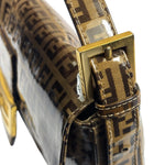 Fendi Brown Vinyl Zucca Baguette