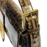 Fendi Brown Vinyl Zucca Baguette