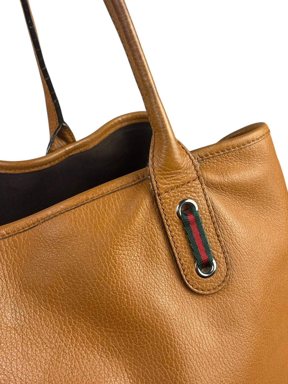Gucci Brown Leather Sherry Line  Large Tote Bag