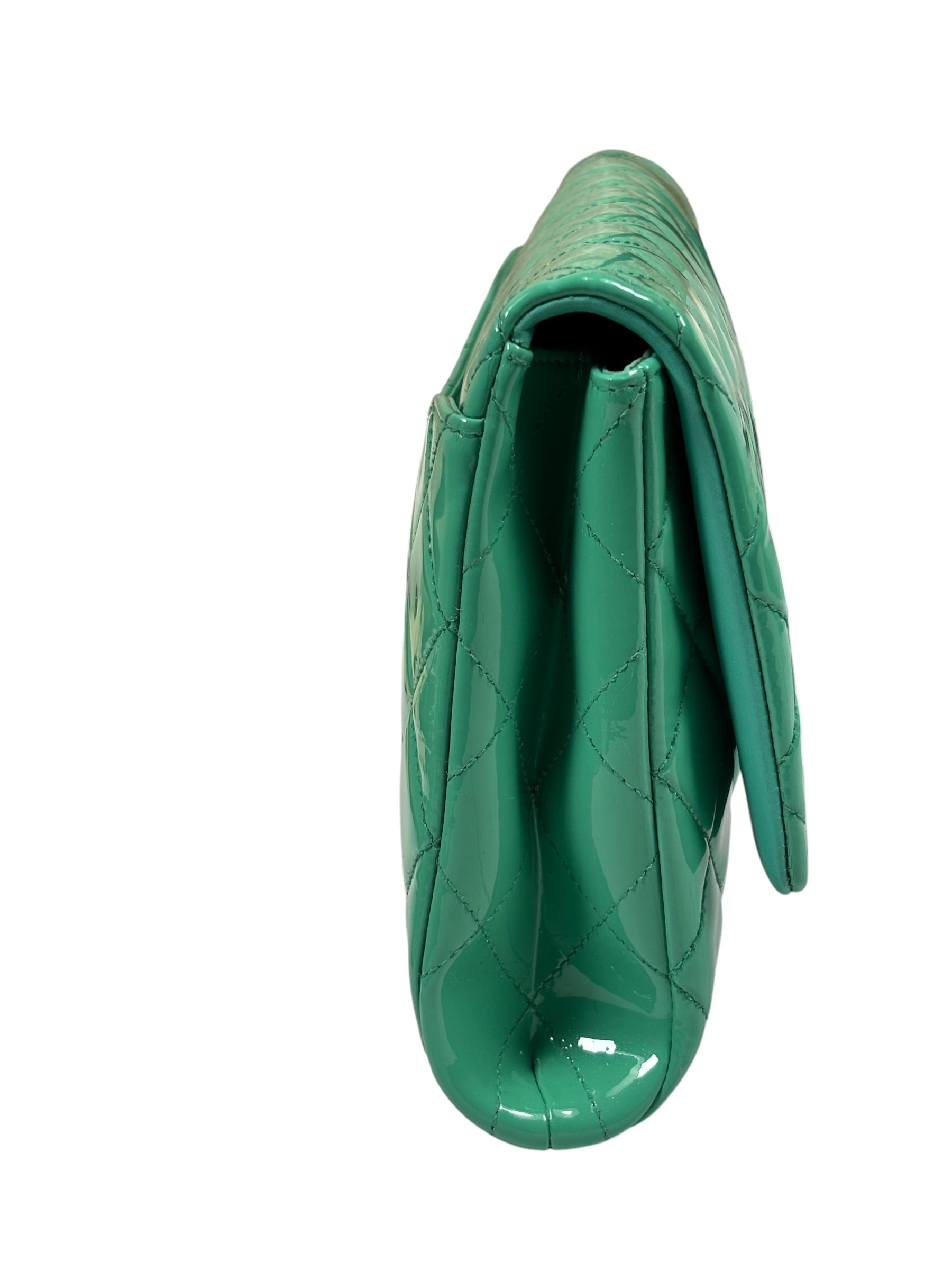 Chanel Green Quilted Patent Leather Flap Bag 2012