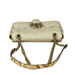 Gucci GG Beige Raffia Marmont Snakeskin Trim Flap Bag