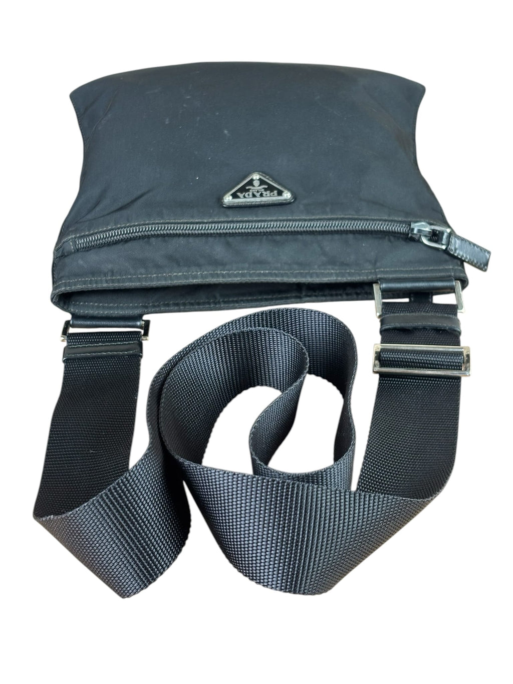 Prada Black Vela Nylon Flat Crossbody Bag